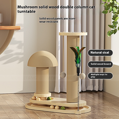 Solid Wood Feline Play & Scratch Station