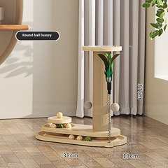 Solid Wood Feline Play & Scratch Station