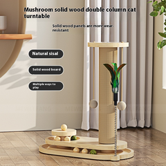Solid Wood Feline Play & Scratch Station