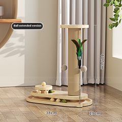 Solid Wood Feline Play & Scratch Station