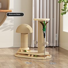 Solid Wood Feline Play & Scratch Station