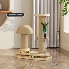 Solid Wood Feline Play & Scratch Station